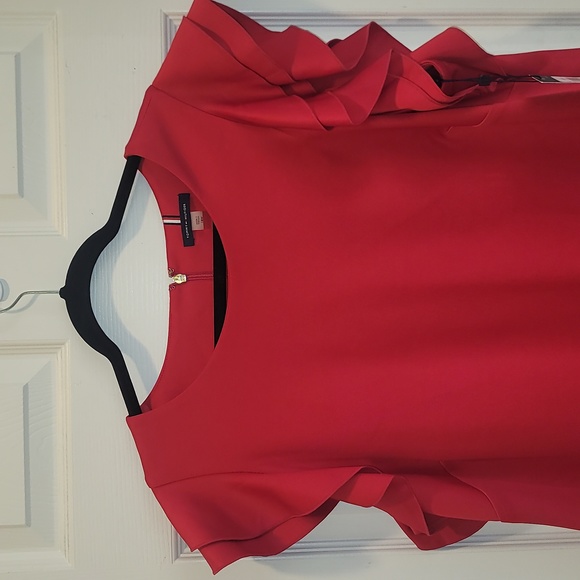 Plus Size Luxury Tommy Hilfiger Career Cocktail Party Red Dress Size 18 W - Picture 8 of 15